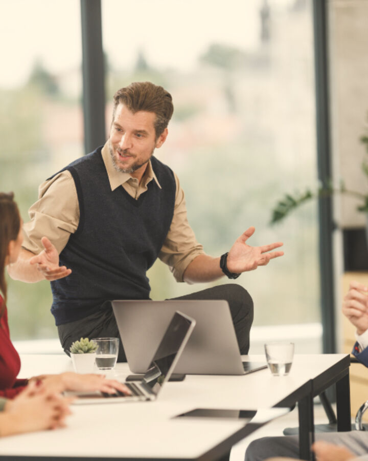 A small team meeting in an office
